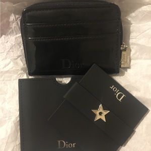 Dior Beauty Mirror & Case & Small Dior Beauty Wallet/ Coin Case Bundle